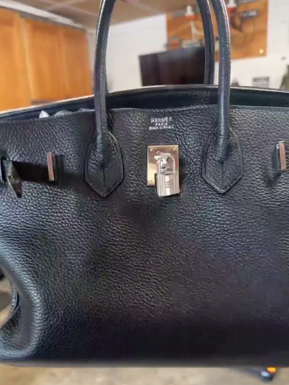 Black leather satchel